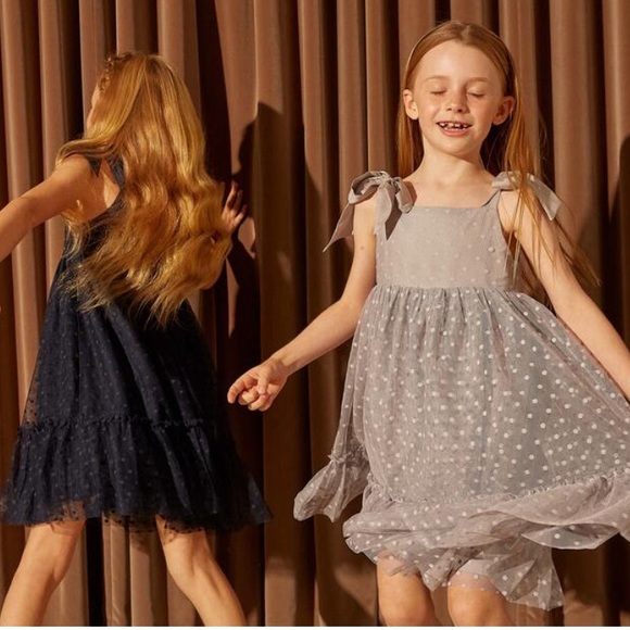 Maisonette Maison Me Polka Dot Gray Anja Tulle Dress “Dusty Blue” - Picture 9 of 12